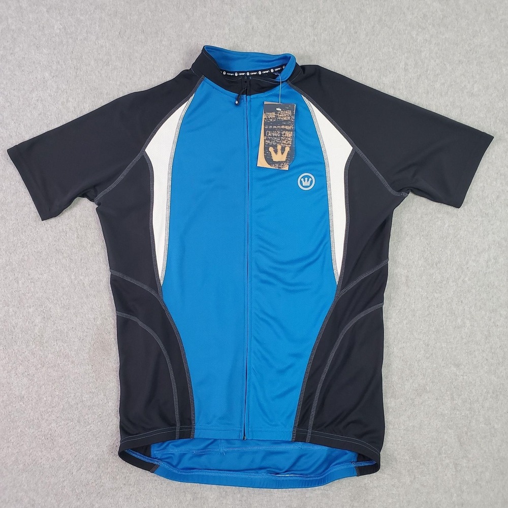 Canari Cycling Jersey Mens XL Blue Black Colorblock Full Zip Pockets Bike Top